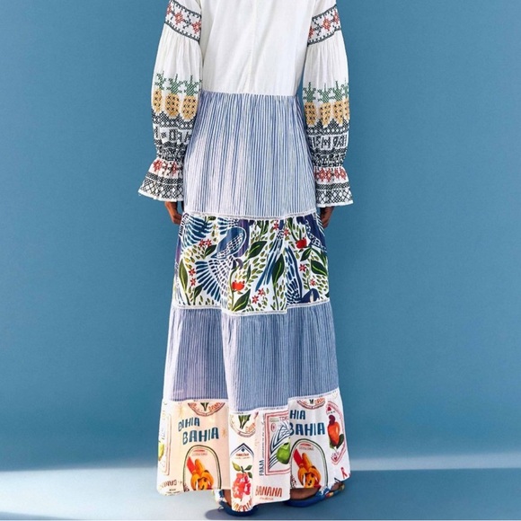 🌴 FARM Rio x Anthropologie Pineapple Beach Embroidered Maxi Dress 🍍 - Picture 5 of 14